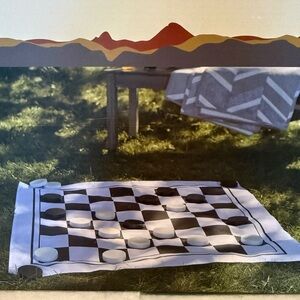 Outdoor Giant Checkers Game Board - Black and White NWT